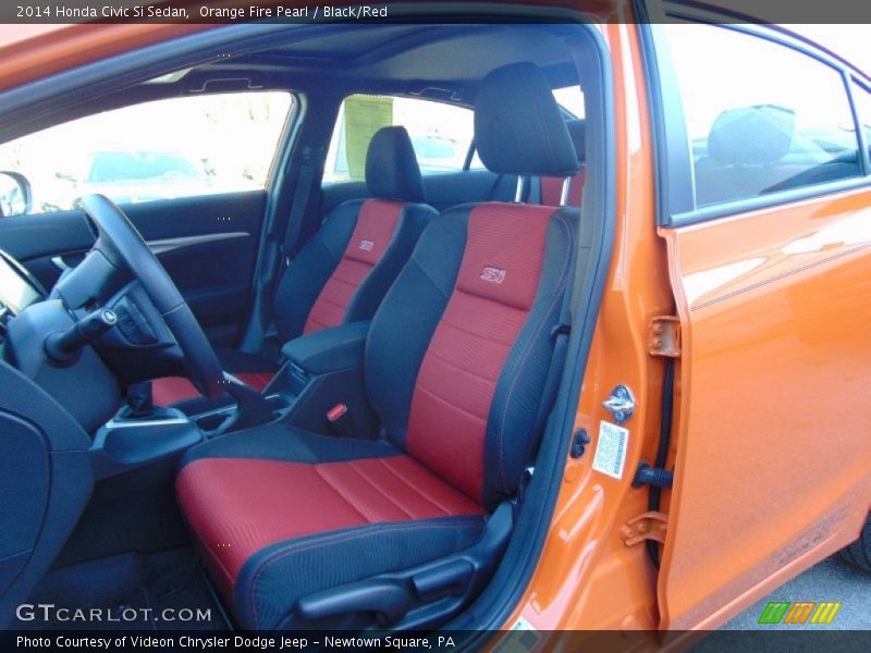 Orange Fire Pearl / Black/Red 2014 Honda Civic Si Sedan