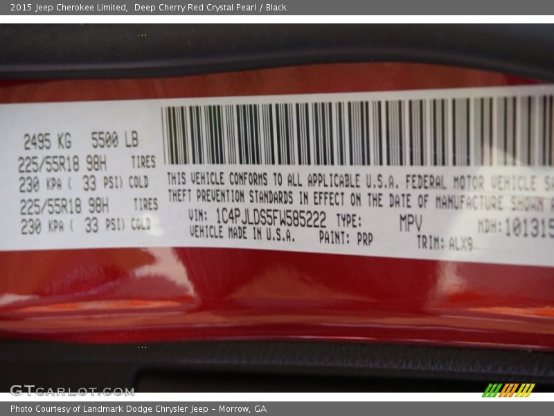 Deep Cherry Red Crystal Pearl / Black 2015 Jeep Cherokee Limited