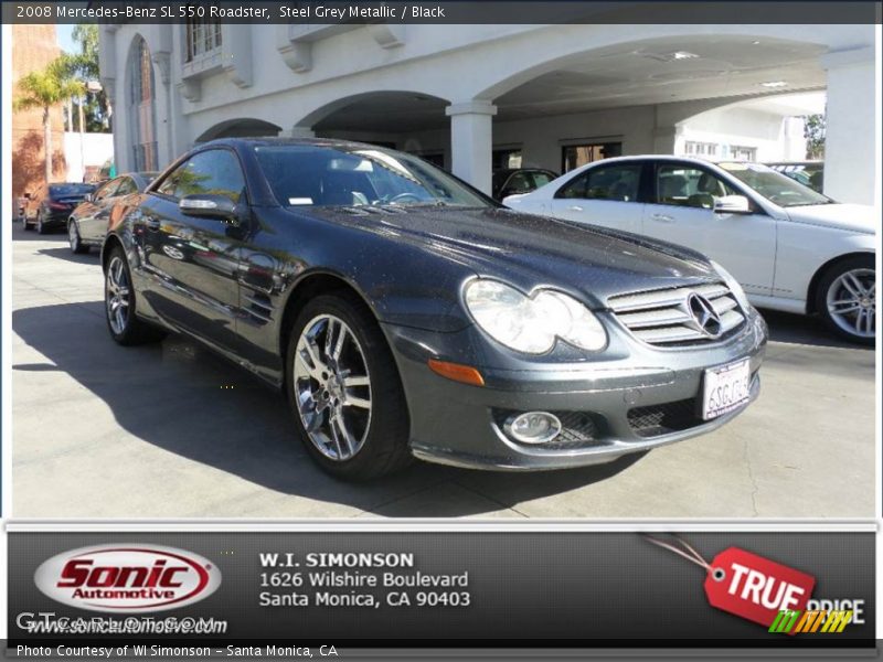 Steel Grey Metallic / Black 2008 Mercedes-Benz SL 550 Roadster