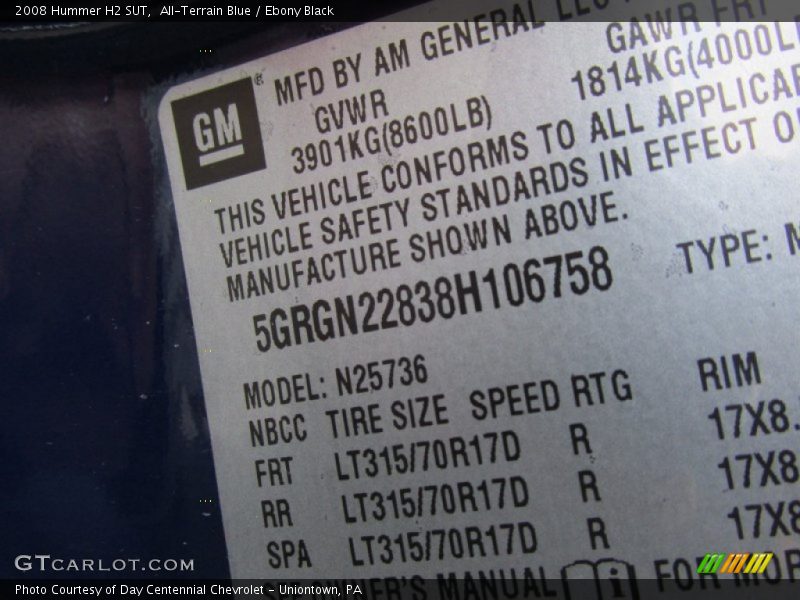 All-Terrain Blue / Ebony Black 2008 Hummer H2 SUT