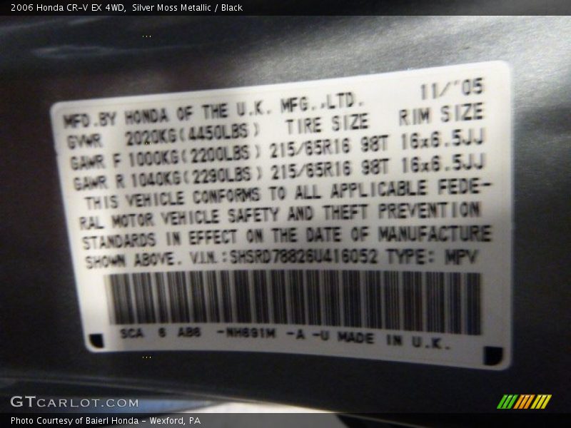 Silver Moss Metallic / Black 2006 Honda CR-V EX 4WD