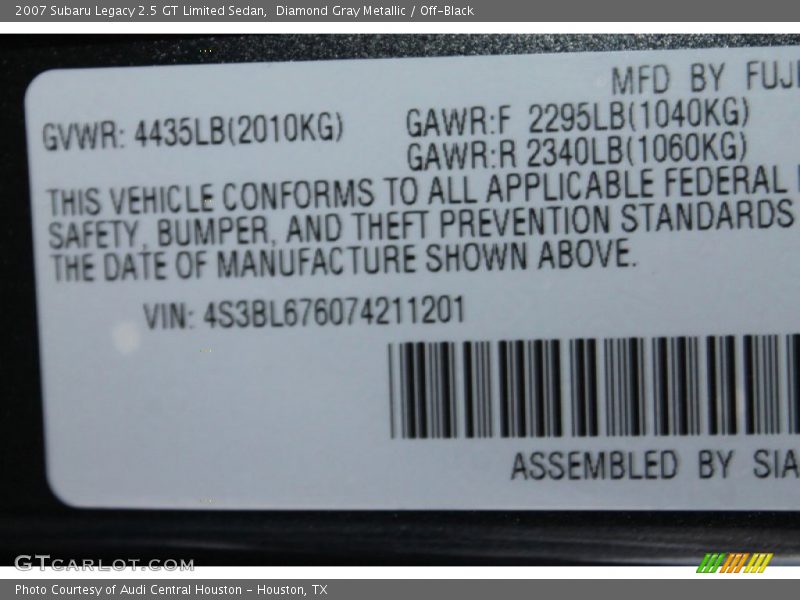 Diamond Gray Metallic / Off-Black 2007 Subaru Legacy 2.5 GT Limited Sedan