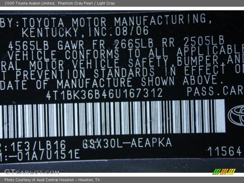 Phantom Gray Pearl / Light Gray 2006 Toyota Avalon Limited