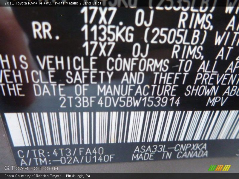 Pyrite Metallic / Sand Beige 2011 Toyota RAV4 I4 4WD