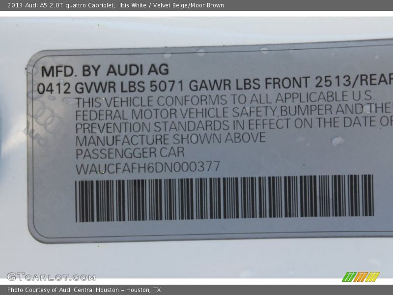 Ibis White / Velvet Beige/Moor Brown 2013 Audi A5 2.0T quattro Cabriolet