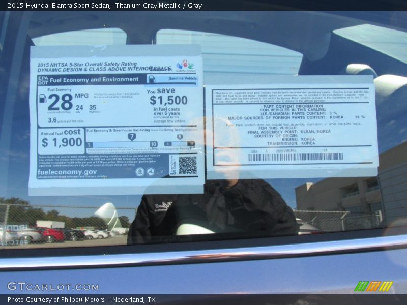 Titanium Gray Metallic / Gray 2015 Hyundai Elantra Sport Sedan