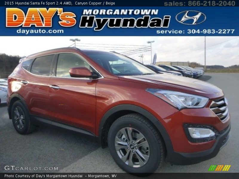 Canyon Copper / Beige 2015 Hyundai Santa Fe Sport 2.4 AWD