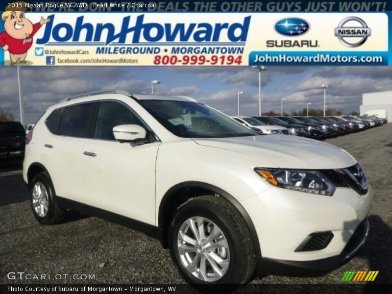 Pearl White / Charcoal 2015 Nissan Rogue SV AWD