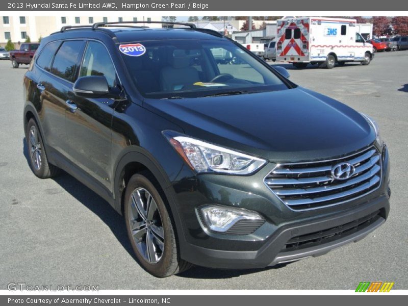 Hampton Green Pearl / Beige 2013 Hyundai Santa Fe Limited AWD
