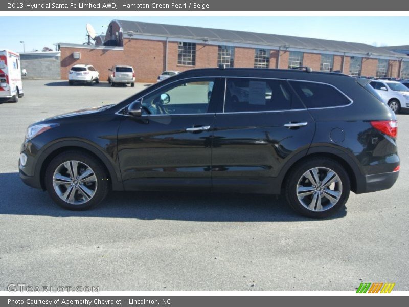 Hampton Green Pearl / Beige 2013 Hyundai Santa Fe Limited AWD