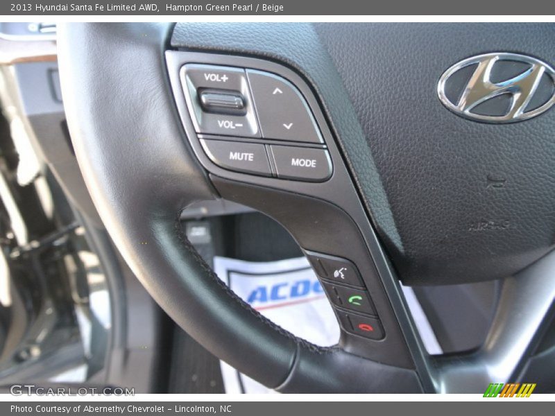 Hampton Green Pearl / Beige 2013 Hyundai Santa Fe Limited AWD