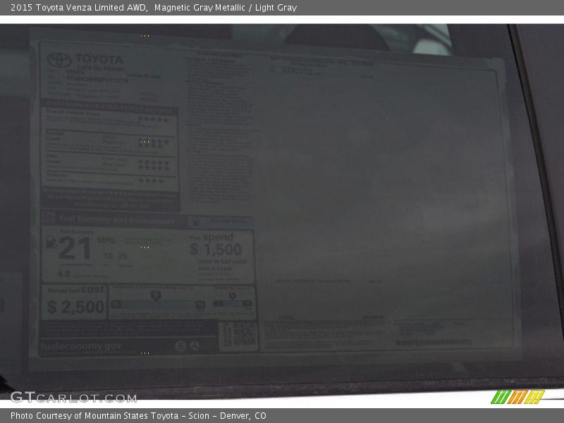 Magnetic Gray Metallic / Light Gray 2015 Toyota Venza Limited AWD