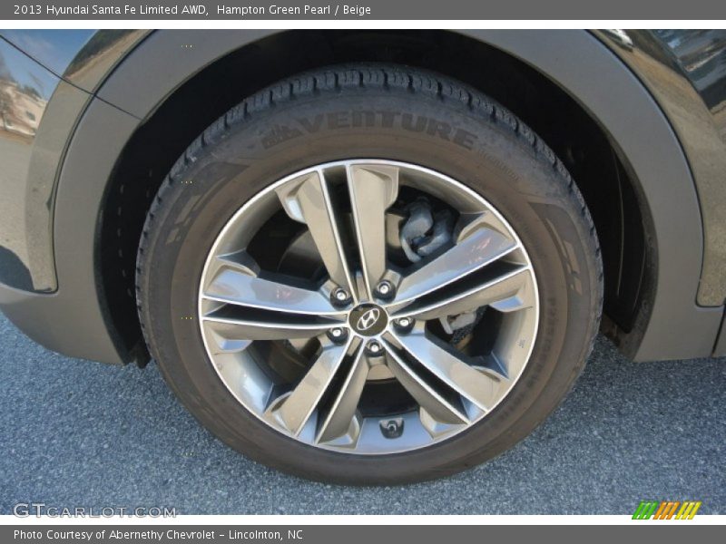 Hampton Green Pearl / Beige 2013 Hyundai Santa Fe Limited AWD