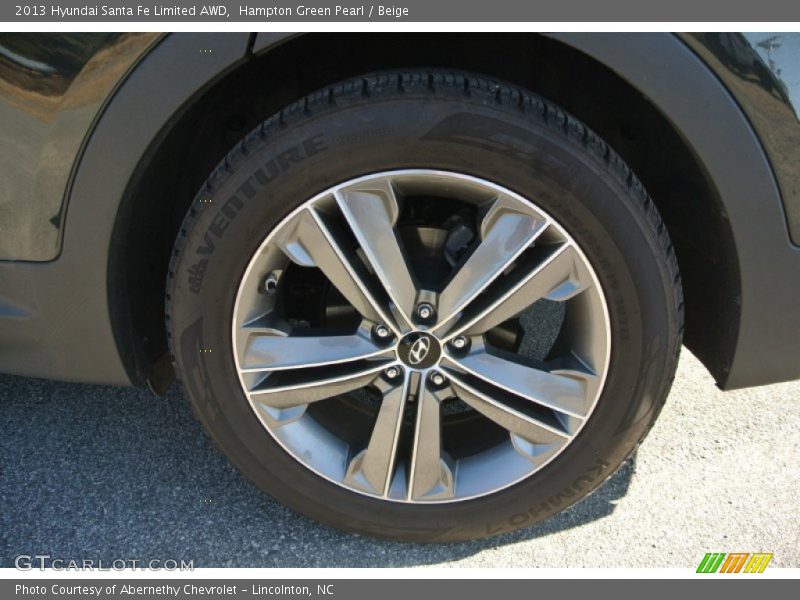 Hampton Green Pearl / Beige 2013 Hyundai Santa Fe Limited AWD