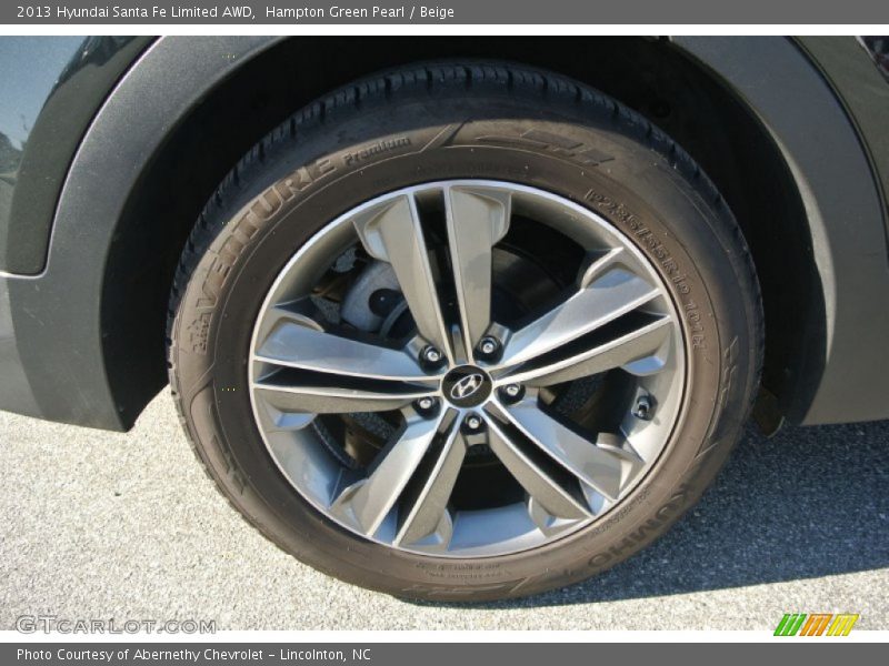 Hampton Green Pearl / Beige 2013 Hyundai Santa Fe Limited AWD