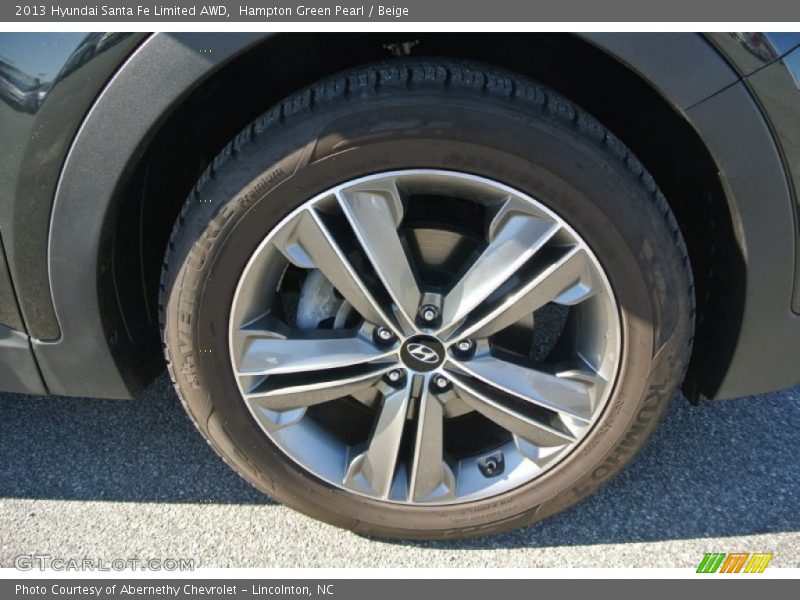 Hampton Green Pearl / Beige 2013 Hyundai Santa Fe Limited AWD