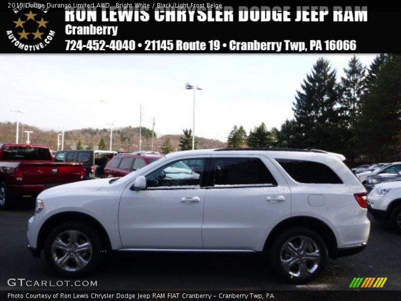 Bright White / Black/Light Frost Beige 2015 Dodge Durango Limited AWD