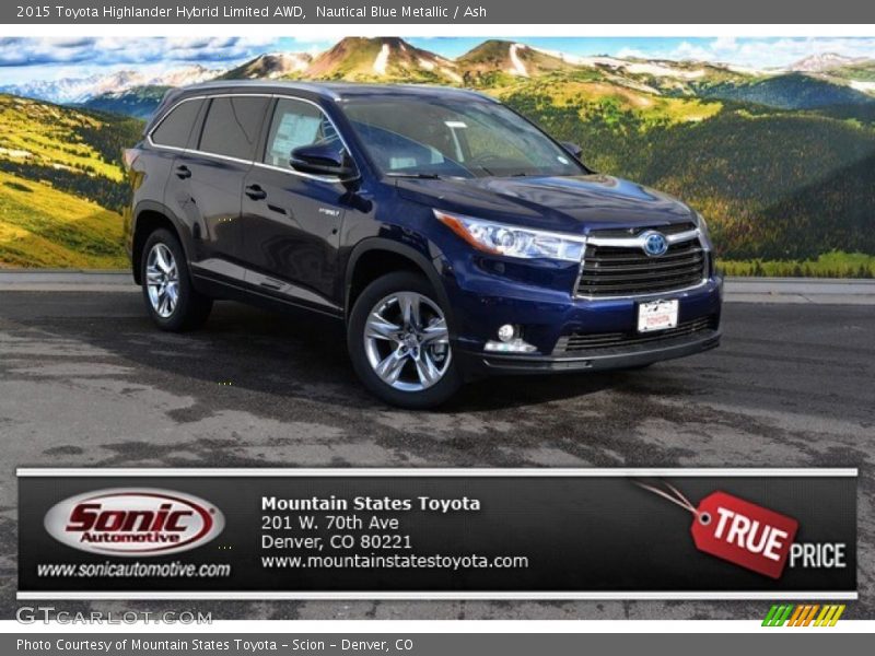 Nautical Blue Metallic / Ash 2015 Toyota Highlander Hybrid Limited AWD