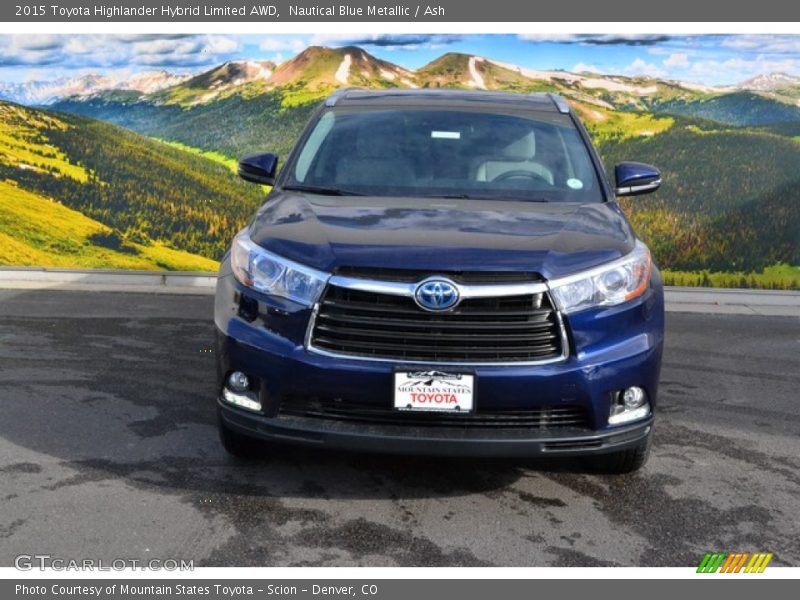 Nautical Blue Metallic / Ash 2015 Toyota Highlander Hybrid Limited AWD
