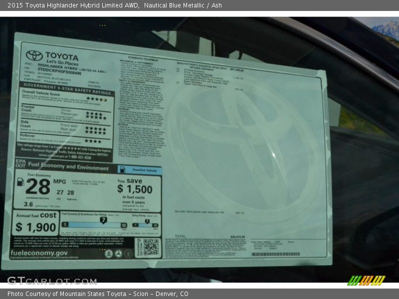  2015 Highlander Hybrid Limited AWD Window Sticker