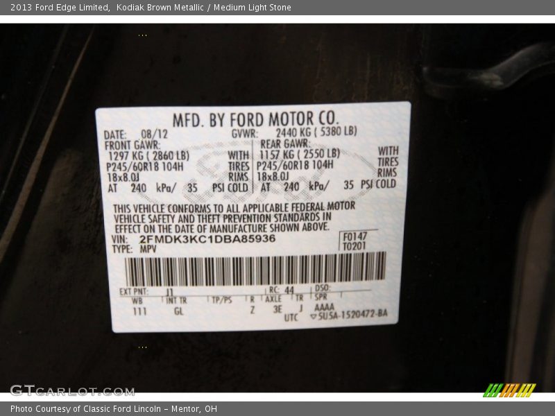 Kodiak Brown Metallic / Medium Light Stone 2013 Ford Edge Limited