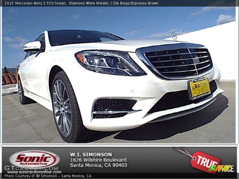 Diamond White Metallic / Silk Beige/Espresso Brown 2015 Mercedes-Benz S 550 Sedan