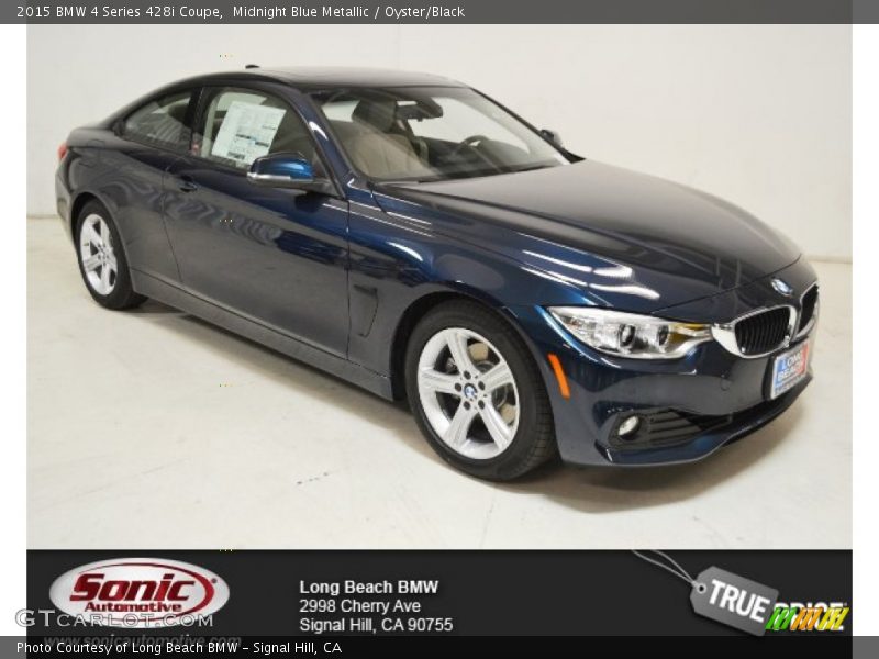 Midnight Blue Metallic / Oyster/Black 2015 BMW 4 Series 428i Coupe