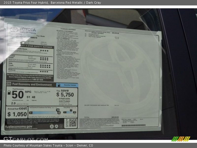 Barcelona Red Metallic / Dark Gray 2015 Toyota Prius Four Hybrid