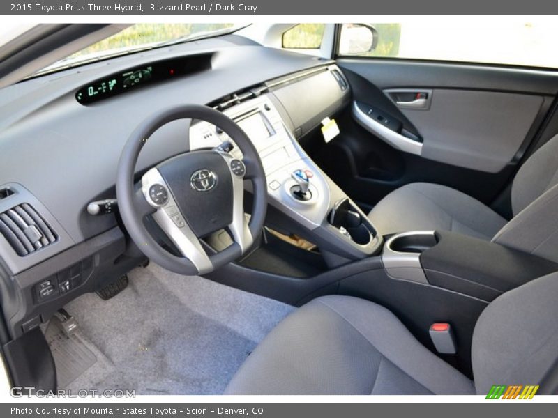 Blizzard Pearl / Dark Gray 2015 Toyota Prius Three Hybrid