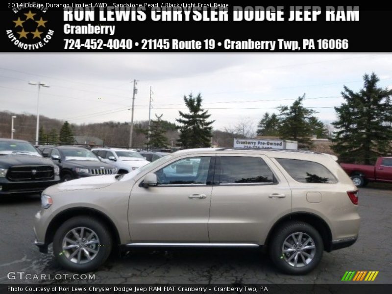 Sandstone Pearl / Black/Light Frost Beige 2014 Dodge Durango Limited AWD