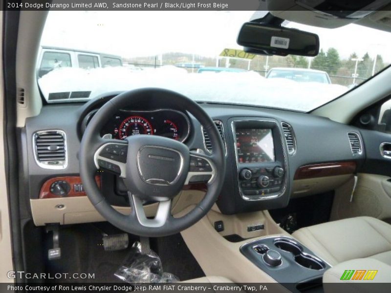 Sandstone Pearl / Black/Light Frost Beige 2014 Dodge Durango Limited AWD