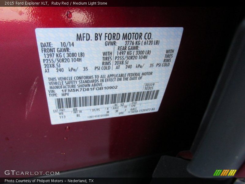 Ruby Red / Medium Light Stone 2015 Ford Explorer XLT