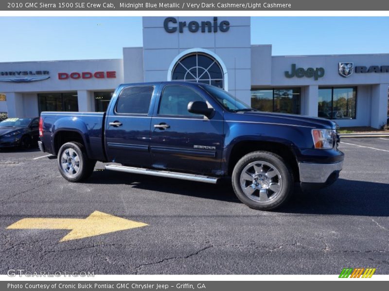 Midnight Blue Metallic / Very Dark Cashmere/Light Cashmere 2010 GMC Sierra 1500 SLE Crew Cab