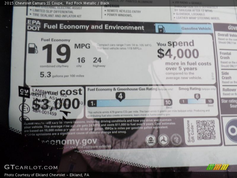 Red Rock Metallic / Black 2015 Chevrolet Camaro SS Coupe