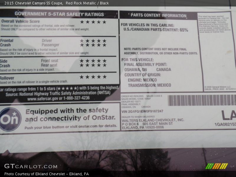 Red Rock Metallic / Black 2015 Chevrolet Camaro SS Coupe