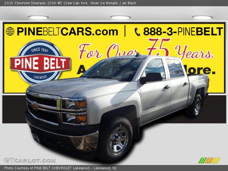 Silver Ice Metallic / Jet Black 2015 Chevrolet Silverado 1500 WT Crew Cab 4x4