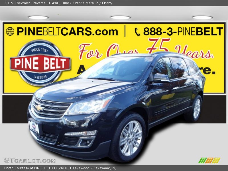 Black Granite Metallic / Ebony 2015 Chevrolet Traverse LT AWD