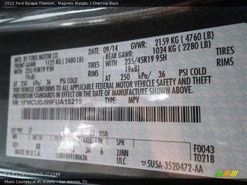 Magnetic Metallic / Charcoal Black 2015 Ford Escape Titanium