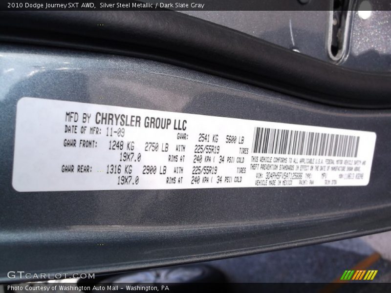 Silver Steel Metallic / Dark Slate Gray 2010 Dodge Journey SXT AWD
