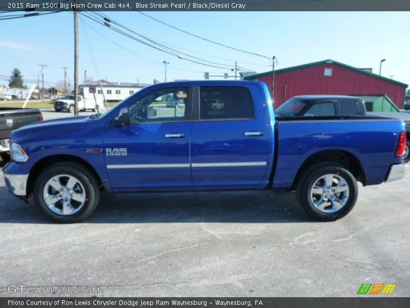 Blue Streak Pearl / Black/Diesel Gray 2015 Ram 1500 Big Horn Crew Cab 4x4