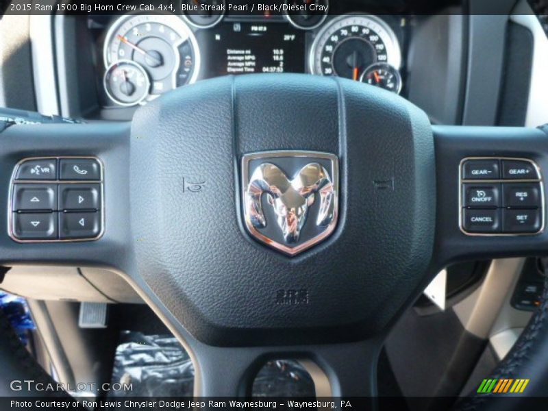Blue Streak Pearl / Black/Diesel Gray 2015 Ram 1500 Big Horn Crew Cab 4x4