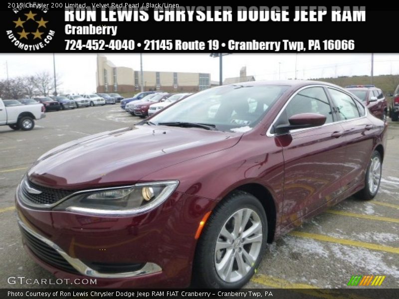 Velvet Red Pearl / Black/Linen 2015 Chrysler 200 Limited