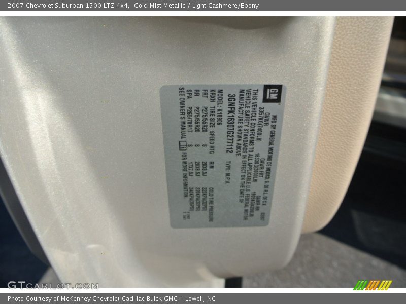 Gold Mist Metallic / Light Cashmere/Ebony 2007 Chevrolet Suburban 1500 LTZ 4x4