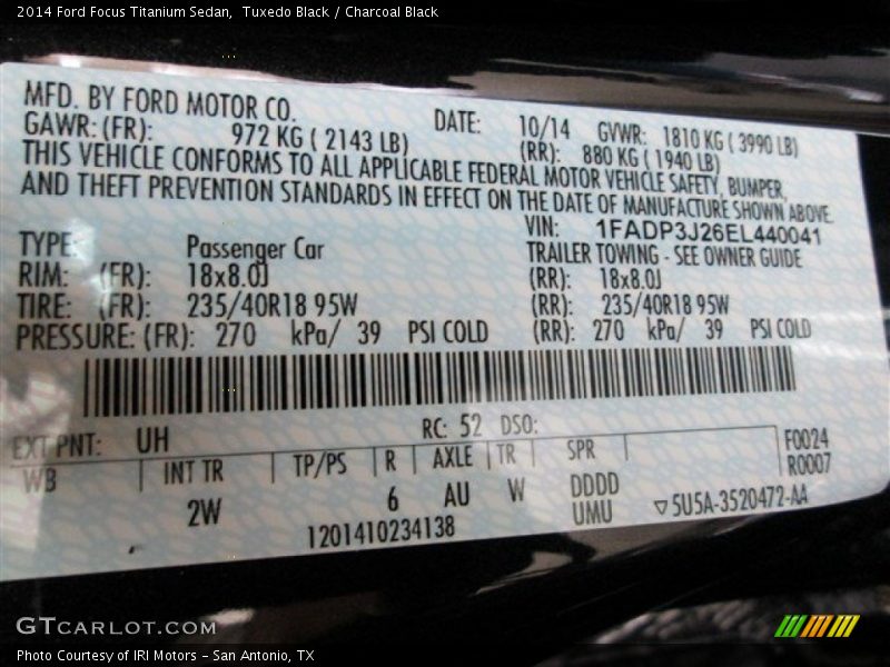 Tuxedo Black / Charcoal Black 2014 Ford Focus Titanium Sedan