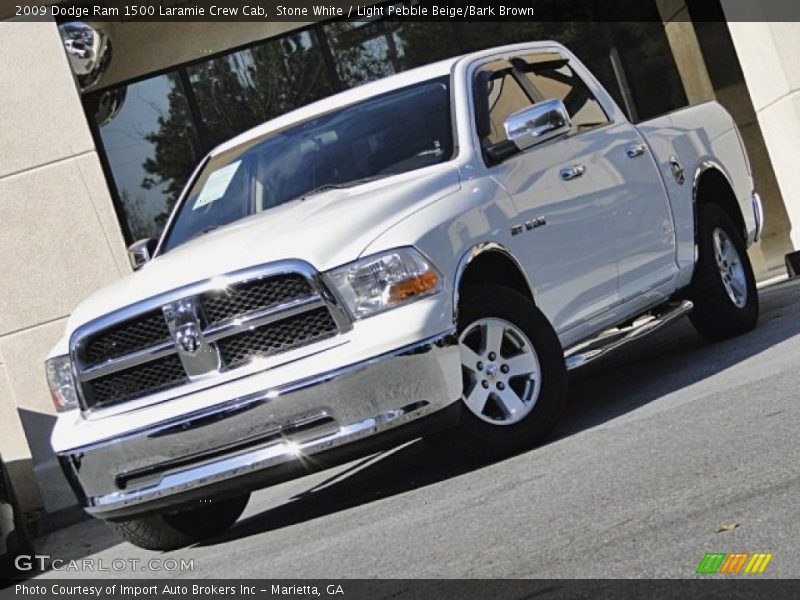 Stone White / Light Pebble Beige/Bark Brown 2009 Dodge Ram 1500 Laramie Crew Cab
