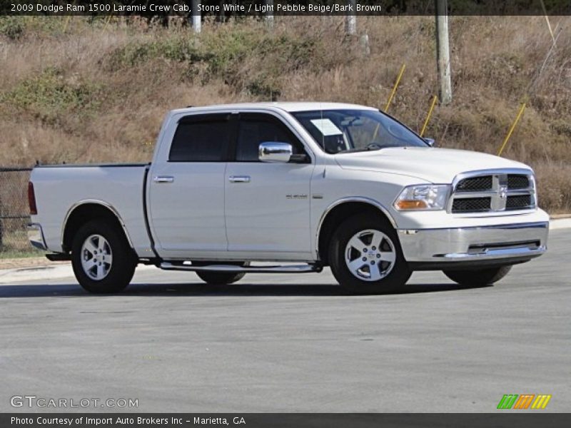 Stone White / Light Pebble Beige/Bark Brown 2009 Dodge Ram 1500 Laramie Crew Cab