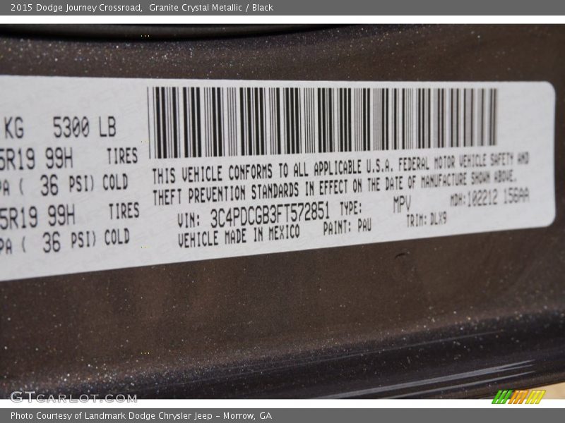 Granite Crystal Metallic / Black 2015 Dodge Journey Crossroad