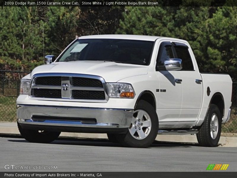 Stone White / Light Pebble Beige/Bark Brown 2009 Dodge Ram 1500 Laramie Crew Cab