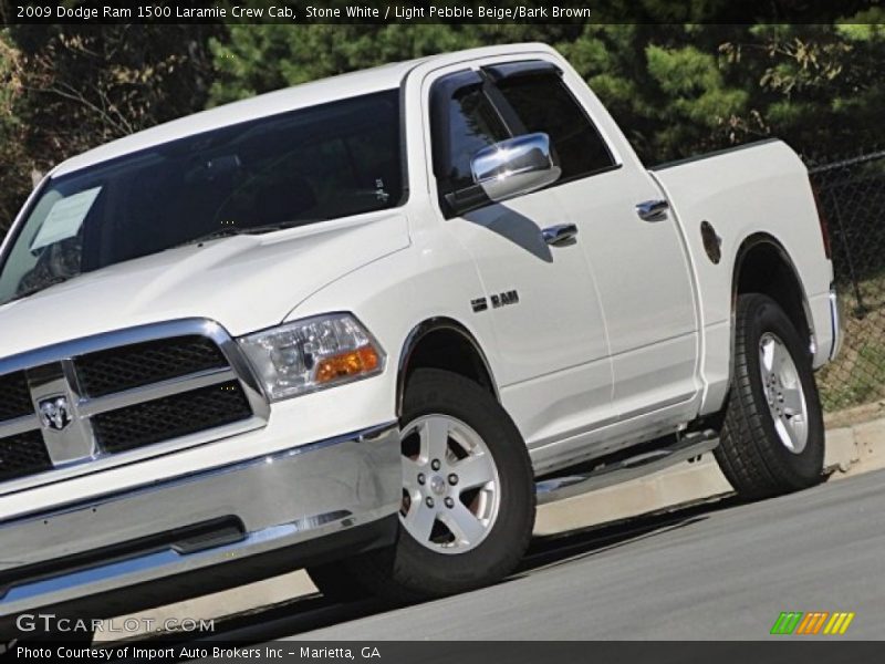 Stone White / Light Pebble Beige/Bark Brown 2009 Dodge Ram 1500 Laramie Crew Cab