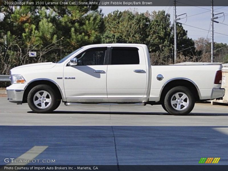 Stone White / Light Pebble Beige/Bark Brown 2009 Dodge Ram 1500 Laramie Crew Cab